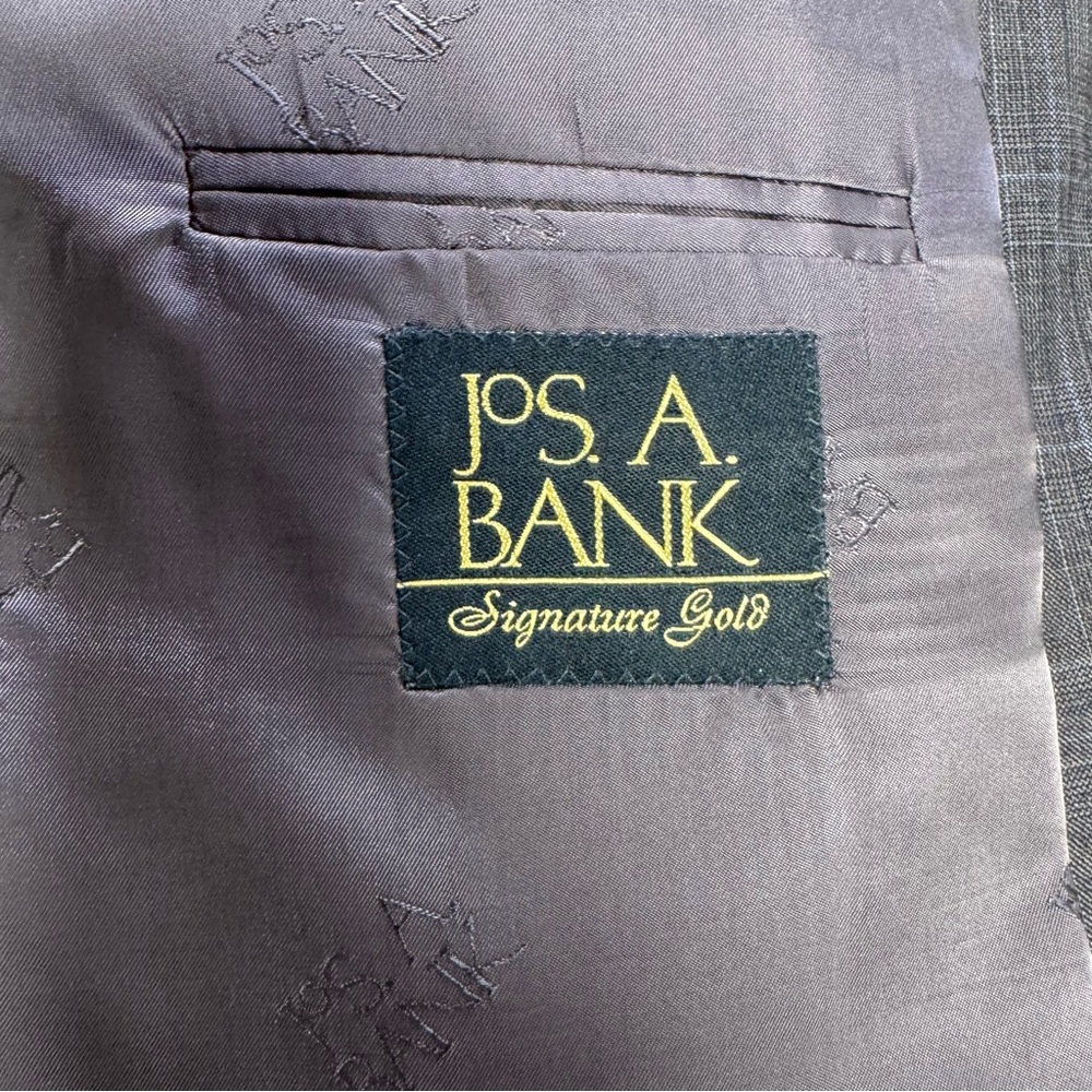 Jos A Bank Signature Gold Suit 41R Blazer 36W Pants Brown Windowpane - Picture 6 of 15
